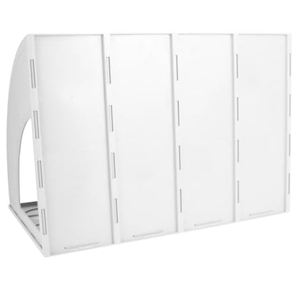 SAYEEC Sturdy Maganize Holder Desktop File Holder Organizer Plastic 4 Section Frames File Dividers Document Cabinet Rack Display Storage Organizer Box (Light Grey) - color: Light Grey-4 Sections