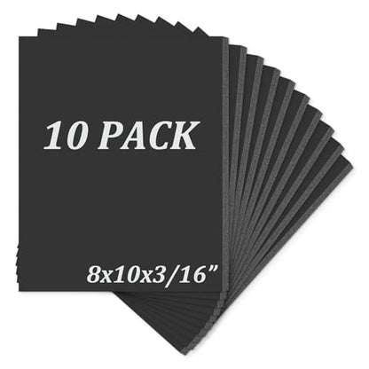 Mat Board Center, Pack of 10 Acid-Free Foam Boards, 8x10 inch Black Foam Boards, 3/16" Thick - color: Black, size: 8x10