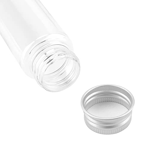 40 PCS 110ml Clear Plastic Test Tubes with Screw Caps, 140 x 32mm Flat Test Tubes, Plastic Storage Tubes for Bath Salt and Candy Storage, Science Party Favors