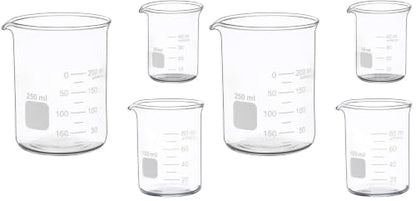 Glass Measuring Low Form Beaker Set 50ml 100ml 250ml Borosilicate Lab Beaker Set (Pack of 2) - size: 50ml+100ml+250ml (Pack of 2)