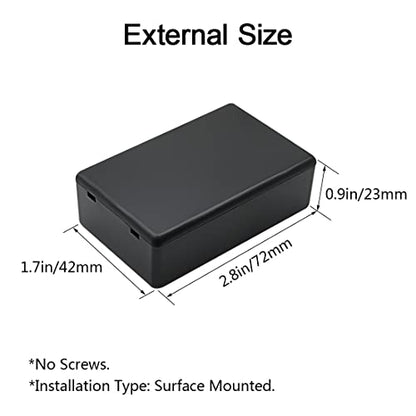 LeMotech Project Box 10 Pieces ABS Plastic Electrical Project Case Small Junction Box for Electronics Black 2.8 x 1.7 x 0.9 inch (72x 42x 23 mm) - size: 2.8" x 1.7" x 0.9"(10pc)