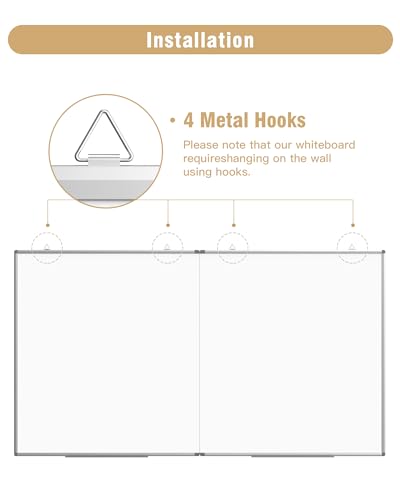 72"X 40" Large Magnetic Dry Erase Whiteboard, Removable Wall Hanging Board with 4 Pens & 1 Dry Erasers & 6 Magnets, Sliver Aluminum Frame White - color: White, size: 72"W x 40"H