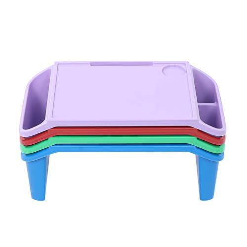 4 Pack Kids Lap Desk, Portable Kids Lap Tray with Side Storage, Stackable Plastic Desk for Drawing Reading Doing Homework, Lightweight, Easy to Clean, with Cup Holder and Phone Slot - size: Large