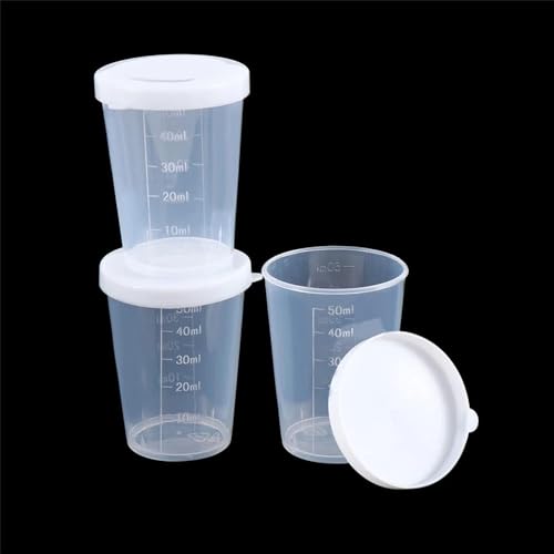 10Pcs 50ml Plastic Transparent Measuring Cups With Lid Test Calibration Liquid Container Measuring Tools