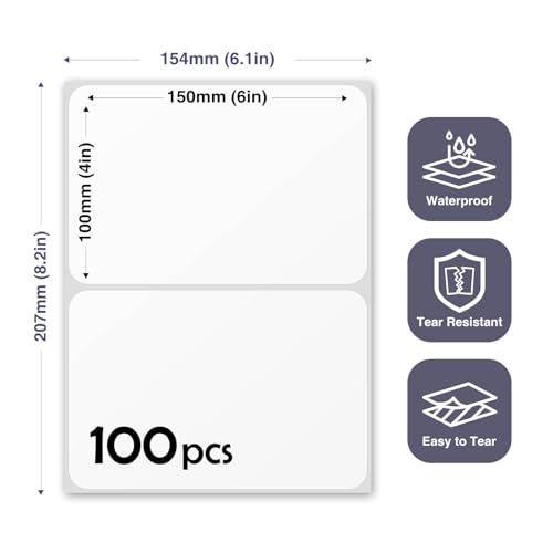 JIEHENG 100Pcs Large White Labels for Storage Bins,6x4 Inch Labels - color: White