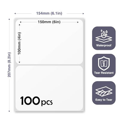 JIEHENG 100Pcs Large White Labels for Storage Bins,6x4 Inch Labels - color: White