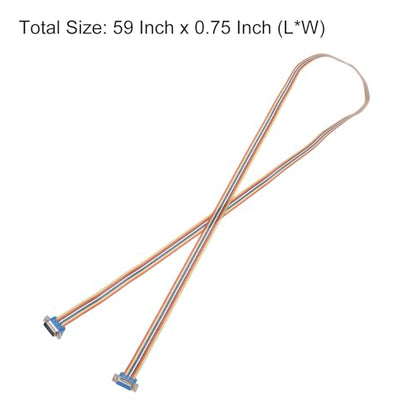 MECCANIXITY IDC Rainbow Wire Flat Ribbon Cable DB15 Male to DB15 Female 59 Inch Length 2.54mm Pitch Breadboard Jumper Wires for Electronic Projects - size: 59 Inch, style: DB15 Male to DB15 Female