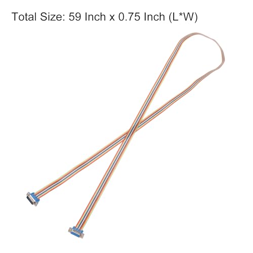 MECCANIXITY IDC Rainbow Wire Flat Ribbon Cable DB15 Male to DB15 Female 59 Inch Length 2.54mm Pitch Breadboard Jumper Wires for Electronic Projects - size: 59 Inch, style: DB15 Male to DB15 Female