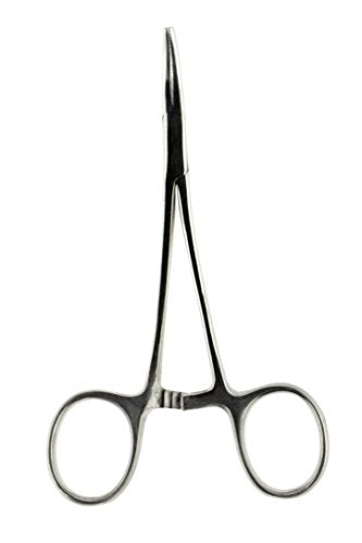 SE 5-Inch Stainless Steel Curved Forceps - Self-Locking, Serrated Tip for Precision Grip and Clamping - Perfect for Crafting, Fishing Tasks, Jewelry Making, and More! -651FC - size: 5", style: Curved