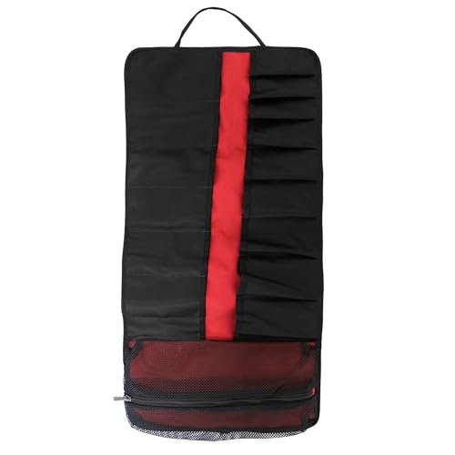 WOLVERINE Tool Bag |Tote | Utility Roll | Durable Nailhead Nylon, Adjustable Straps, and Versatile Pockets - color: Black, style: 28 Inch 16 Pocket Utility Roll