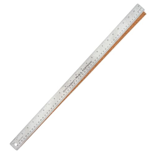 WA Portman Metal Ruler 24 Inch, Corkback Stainless Steel Ruler Metric Edge - size: 24" Single