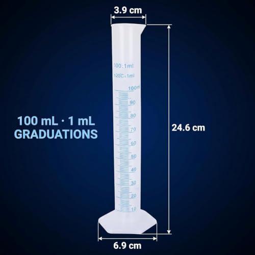 100ml Graduated Cylinder, Plastic Measuring Cylinder Set - Crystal Clear Lab Equipment for Science Experiments & School Chemistry,Liquid Measurement Tool (1pc)