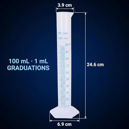 100ml Plastic Graduated Cylinder, 1pc, Transparent, Measuring Cylinder Set, Science Lab Cylinders
