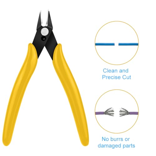 Ainiv Wire Cutters, 1PCS Spring-loaded Side Cutters Flush Diagonal Cutters - color: Yellow Wire Cutter-1pcs, size: 1pcs