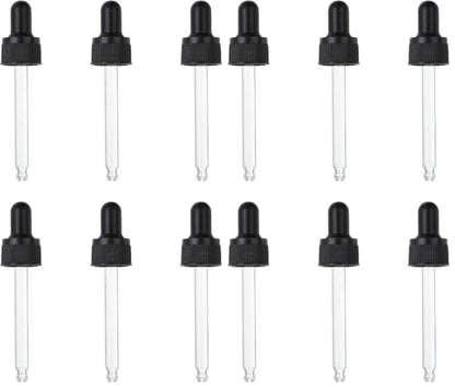 PATIKIL Glass Eye Dropper Caps, 6 Pcs Plastic Glass Dropper Closure Top for 30ml(1oz) Essential Oils Bottle, Perfume, Lab Experiments, Black (Pack of 2) - size: 30ml (Pack of 2)