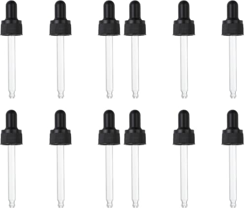 PATIKIL Glass Eye Dropper Caps, 6 Pcs Plastic Glass Dropper Closure Top for 30ml(1oz) Essential Oils Bottle, Perfume, Lab Experiments, Black (Pack of 2) - size: 30ml (Pack of 2)