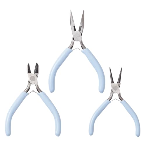 Pliers for Jewelry Making, Jewelry Pliers Set Includes Needle Nose Pliers, Round Nose Plier and Wire Cutters, Jewelry Making Tools for Jewelry Repair, Wire Wrapping, Beading and Crafts - color: Light Sky Blue