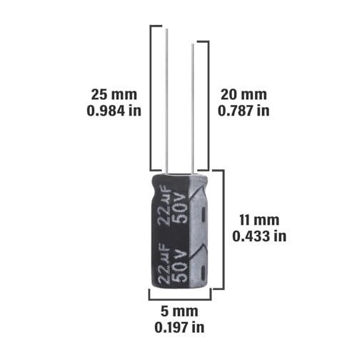 22uF 50V 5x11mm Electrolytic Capacitor 22 UF MFD 50 Volt 0.2x0.43in Aluminum Capacitors (Pack of 15) - style: 22uF 50V 5x11MM