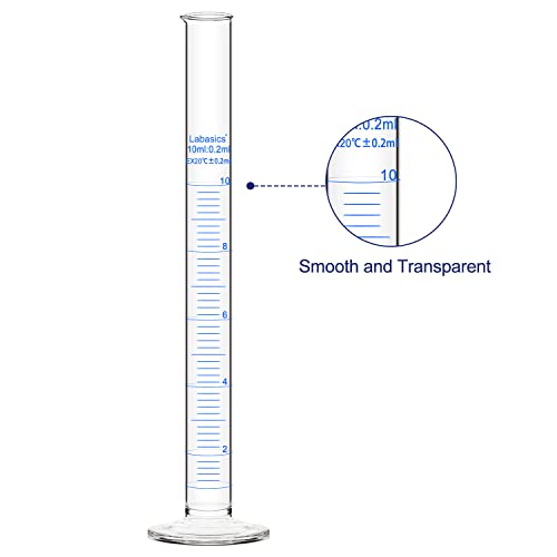 Labasics 3-Pack Borosilicate Glass 10 ml Heavy Wall Graduated Cylinder Measuring Cylinder - size: 10 ml