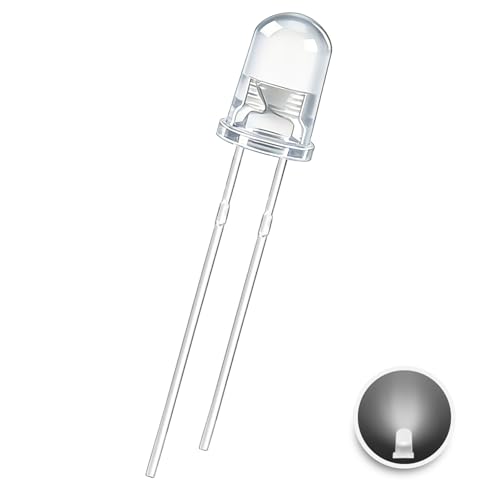 100PCS 3mm White LED Diodes, Clear Lens, Through-Hole Lights - color: (Transparent) WHITE, size: 3MM