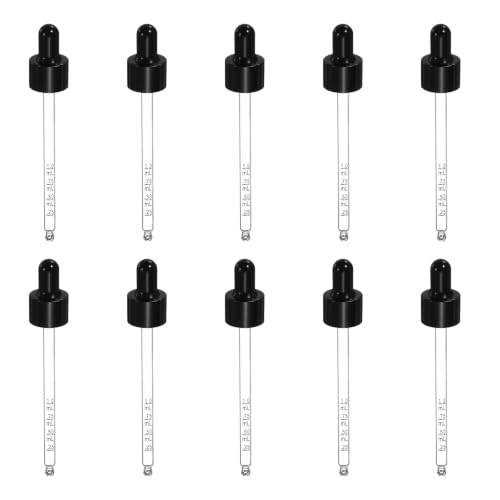 PATIKIL Glass Eye Dropper w/Measurement mark for 3.4oz Glass Bottles 10Pcs - color: Black/Black Top, size: 3.4oz