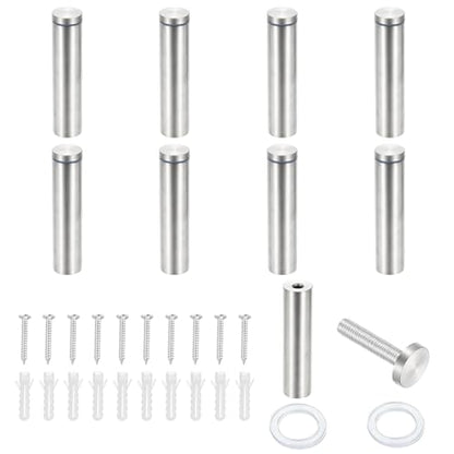 PATIKIL 1x4.7" Standoff Screws, 8 Pack Stainless Steel Stand Off Wall Mounts Wall Sign Mounting Hardware Advertising Standoff Nail for Hanging Acrylic Signs Picture Frame, Silver - size: 1x4.7"