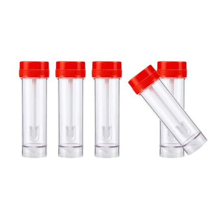 Stool Sample Collection Kit,25-30ml Screw Top Sample Jar with Spoon ﻿ - color: RED