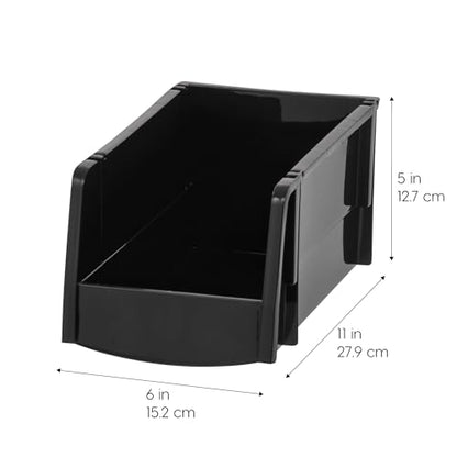 IRIS USA 4-Pack, Medium Stackable Storage Bins, Black - color: Black, size: Medium - 4 Pack