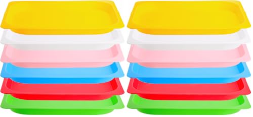 Elsjoy 12 Pack 15" x 12" Plastic Activity Trays, Large Art and Craft Organizer Trays, Stackable Serving Tray for Sorting, Beads, DIY Projects - size: Large (Pack of 2)