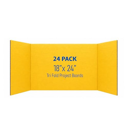 Flipside Products 18" x 48" Yellow Project Boards, Pack of 24, Trifold, Presentation Board, DIY Projects, Small Display, Science Fair, Classroom, Clubs, 4H, Graduation - color: Yellow