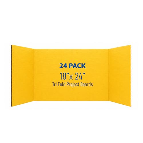 Flipside Products 18" x 48" Yellow Project Boards, Pack of 24, Trifold, Presentation Board, DIY Projects, Small Display, Science Fair, Classroom, Clubs, 4H, Graduation - color: Yellow