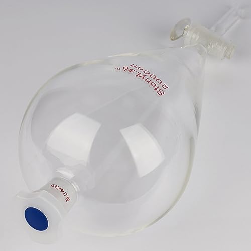 stonylab Separatory Funnel with Glass Stopcock Valve, Borosilicate Glass 24/29 Joint Funnel for Laboratory Accurate Liquid Separation, 2000 ml