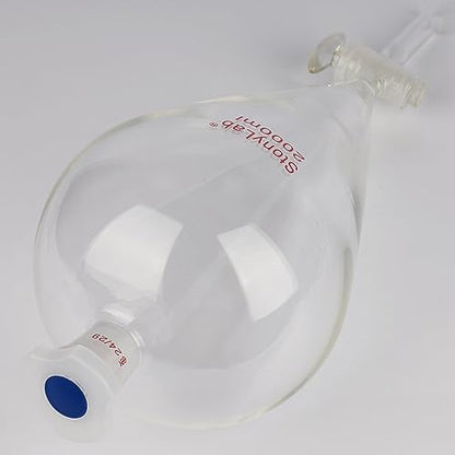 stonylab Separatory Funnel with Glass Stopcock Valve, Borosilicate Glass 24/29 Joint Funnel for Laboratory Accurate Liquid Separation, 2000 ml