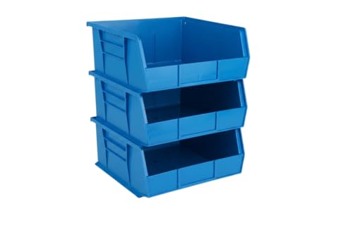 11" x 11" x 5" (3 Pack) Plastic Stackable Storage Bin, Hudson Blue - color: Hudson Blue, size: 3 Pack