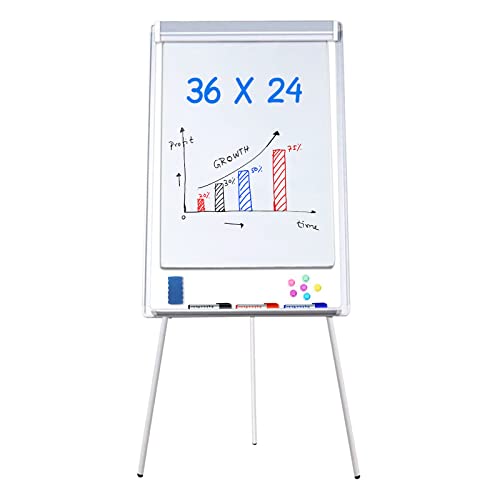 Maxtek Easel Whiteboard 36 x 24 in, Stand Tripod with Height Adjustable