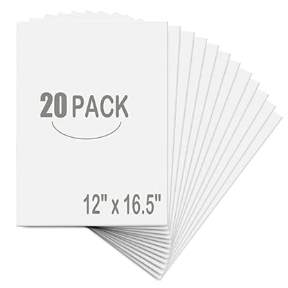 EPHECH 20Pack 12" x 16.5" White Foam Board with 3/16" Thick Foam Core - size: 12" x 16.5"-20PCS