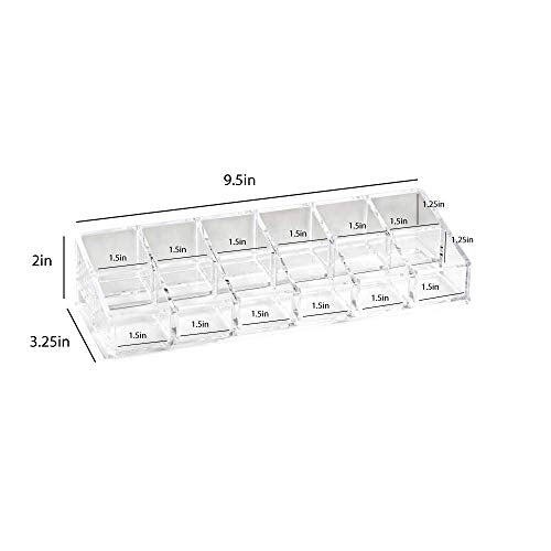 Isaac Jacobs Clear Acrylic 12 Compartment Nail Polish Holder, Organizer for Makeup, Essential Oils, Storage Solution, Rack Display (2 Rows (x6)) (Pack of 2) - size: 2 Rows (x6) (Pack of 2)