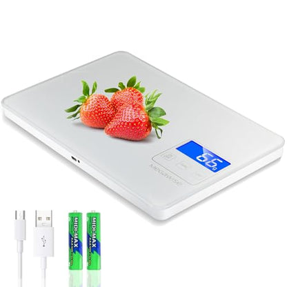 MegaWise Digital Kitchen Scale, 33lb/15kg Capacity, USB Rechargeable