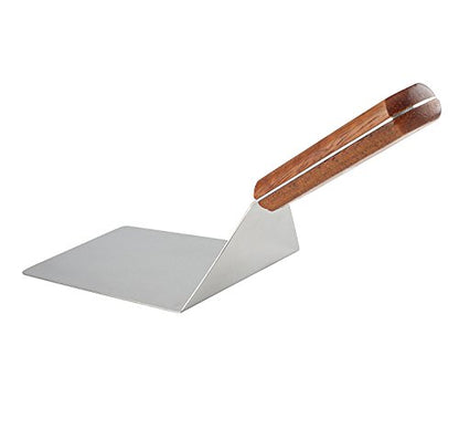 8” Extra-Large Sturdy Stainless Steel Spatula Hamburger Turner with Strong Wooden Handle – Professional Commercial Food Flipper Scraper for Grilling Cooking, Baking for Your Flat Top Restaurants - size: 4" x 8"