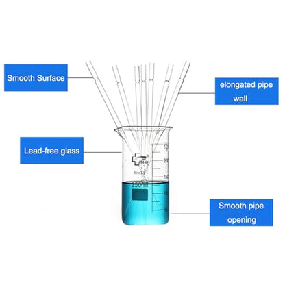 Pasteur Glass Pipette - Disposable Borosilicate Glass Pasteur Pipette (9" - 250pcs) - size: 9" - 250pcs