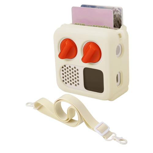 Silicone Case Cover for Yoto Mini (2024 Edition), Travel Carrying Case with Adjustable Shoulder Strap Protective Cover for Yoto Mini Player (Beige) - color: Beige