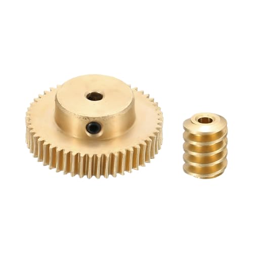 uxcell Worm Gear Set Right Rotation 50T 0.5 Module 1:50 Reduction Rate - size: Gear-3mm, Rod-1.98mm Bore, style: 0.5M-50T