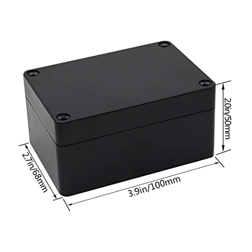 LeMotech Junction Box IP65 Waterproof Project Box Dustproof ABS Plastic Electrical Boxes Universal Enclosure for Electronic Black 3.93x 2.68x 1.97 inch (100 x 68 x 50 mm)(Pack of 2) - color: Black (2 packs), size: 3.9" x 2.6" x 1.9"