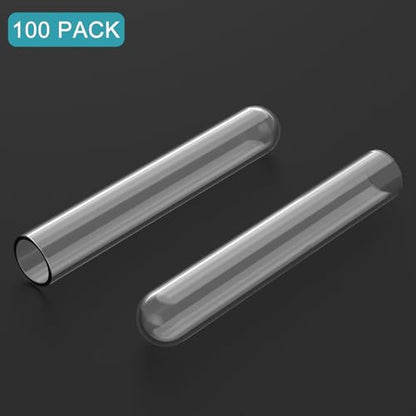 StonyLab 100 Pack Borosilicate Glass Round Bottom Test Tubes, 12mm OD X 75mm Length (Pack of 100) - style: 100 Pack