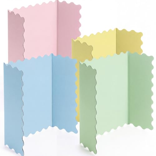Mooliwe 4 Pack 24" x 16" Trifold Poster Board Scalloped, Pastel - color: Pastel, size: 24" X 16"