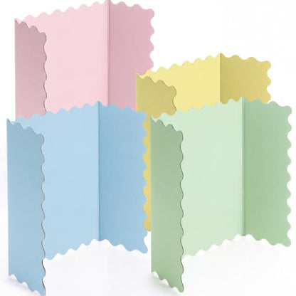 Mooliwe 4 Pack 24" x 16" Trifold Poster Board Scalloped, Pastel - color: Pastel, size: 24" X 16"
