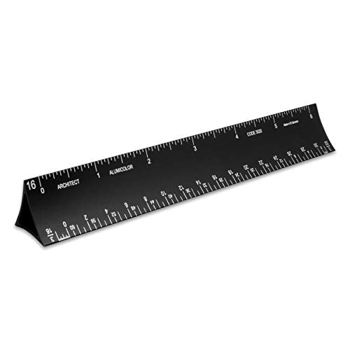Alumicolor 6-inch Aluminum Architect Hollow Scale for School, Office, Art and Drafting, 6IN, Black - color: Black, size: 6IN, style: Architect