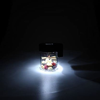 Magnifying Viewing Jar with LED Light, Airtight Transparent Glass Storage Jars, Rechargeable LED Lit Lid Container (Pink) - color: Pink