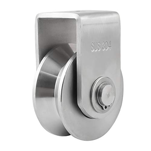 Pulley Block V Type 304 Stainless Steel Pulley Roller Duplex Bearing Super-Silent Detachable 360 Degree Rotation Heavy Duty Grooved Wheel 1-Pack - size: V Type Slot Pulleys 3.228in