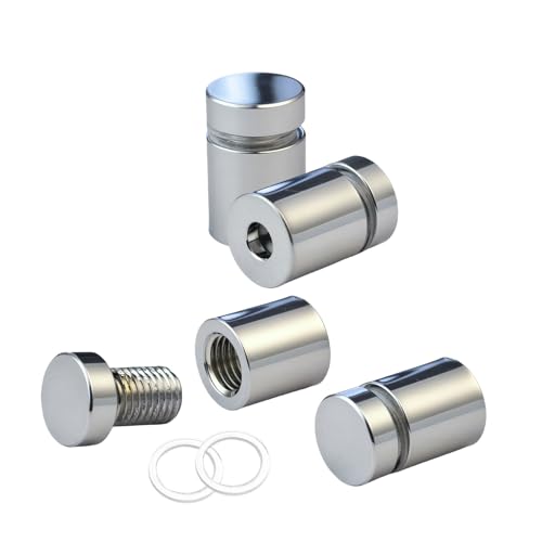Pack of 4, Aluminum Standoff Screws, Wall Sign Standoff Mounting Hardware Advertising Glass Standoff for Acrylic Picture Frame (Polished Chrome Electroplated, 1/2" x 1/2") - color: Polished Chrome Electroplated, size: 1/2" x 1/2"